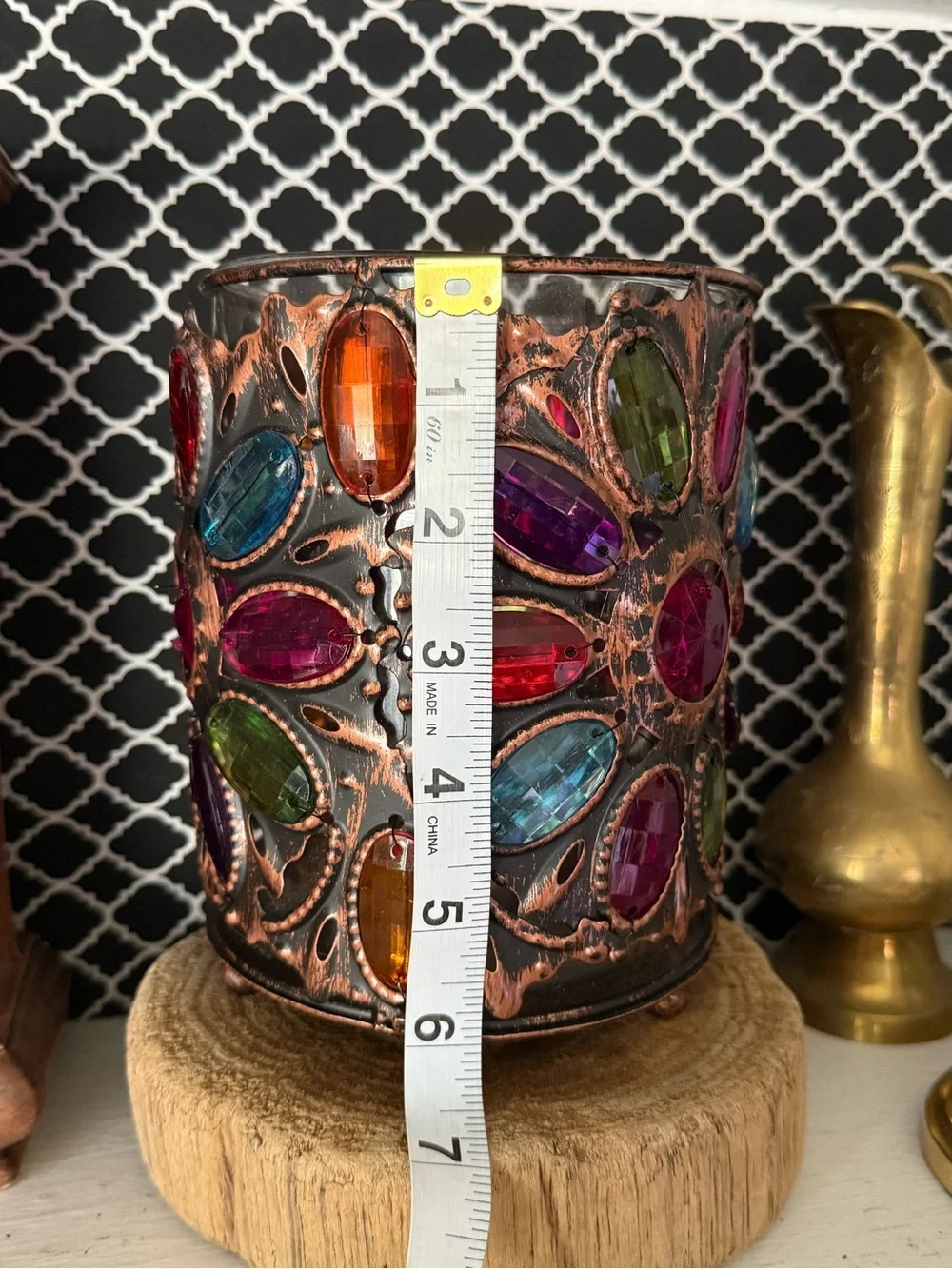 Vintage Pier 1 Imports Caravan Gem Candle Holder Lantern Sleeve 2 Piece